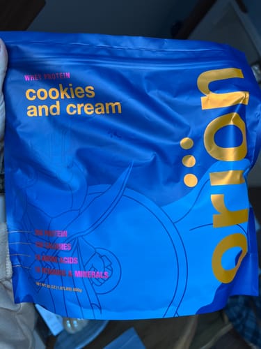 Customer photo review of Orion™ Premium Cookies & Cream Whey Protein