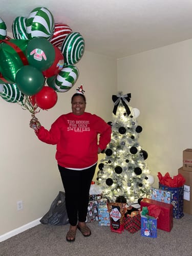 Customer photo review of Too Bougie for Ugly Sweaters Unisex Sweatshirt