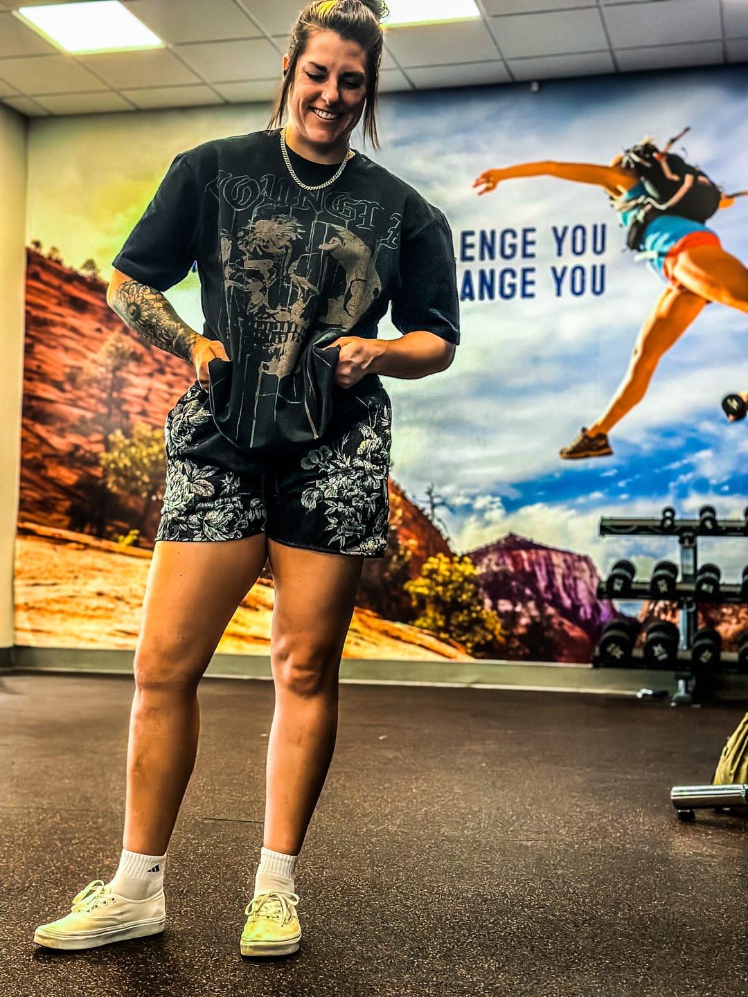 Customer photo review of 1111 -  Skulls & Roses Reversible Shorts