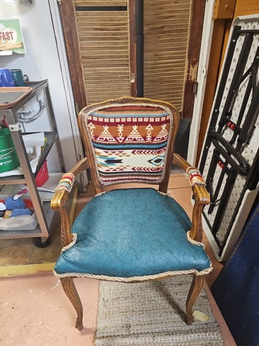 Customer photo review of Teal Western Floral Pu Leather Vinyl Fabric