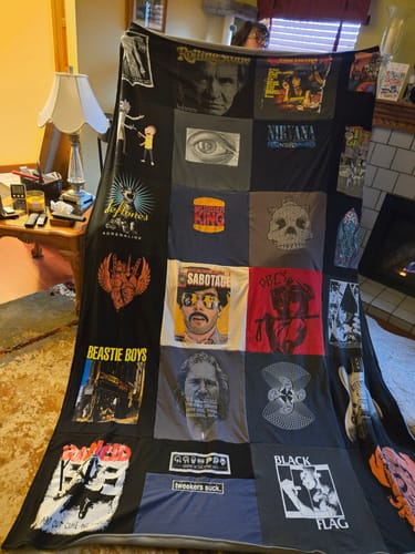 Customer photo review of Colossal T-shirt blanket with 18" Panels
