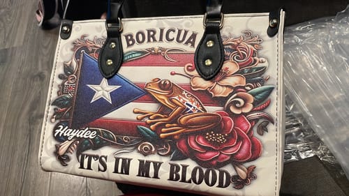 Customer photo review of Boricua It's in my blood - Personalized Leather Handbag BOR01B