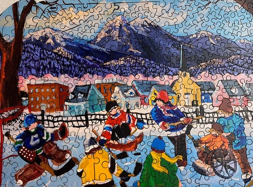 Customer photo review of Hometown Showdown Wood Jigsaw Puzzle