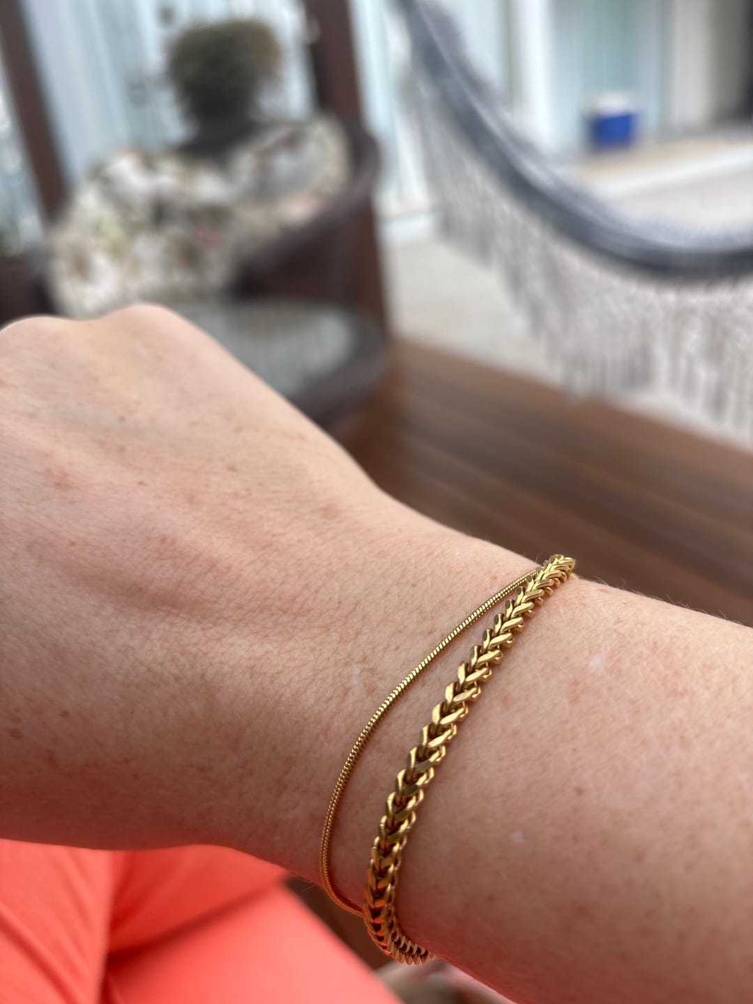 Customer photo review of Pulseira Trama Ajustável Banhado em Ouro 18k