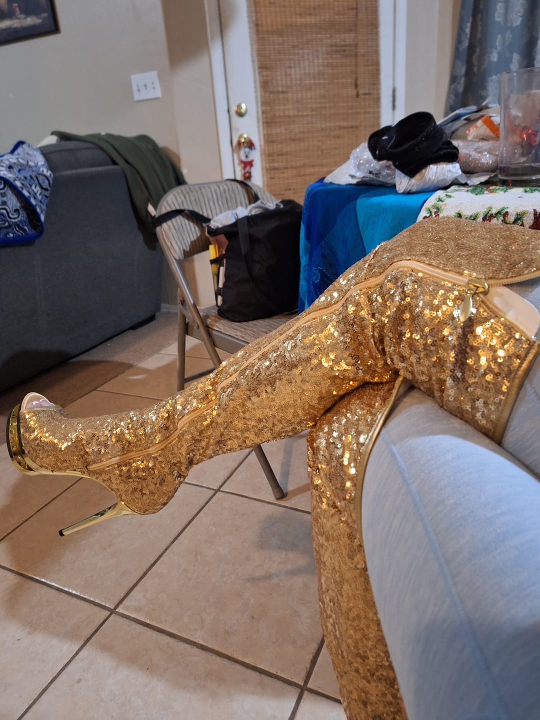 Customer photo review of 6 Inch Heel BLONDIE-R-3011 Gold Sequins