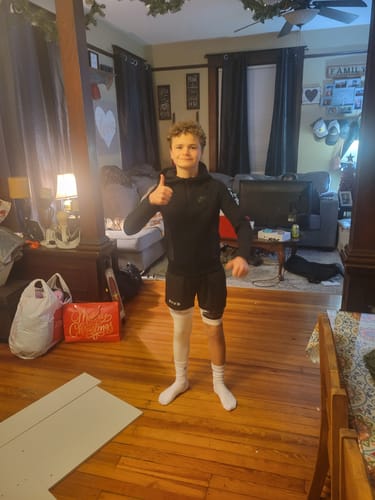 Customer photo review of John 3:16 'The Cross' Youth Performance Shorts