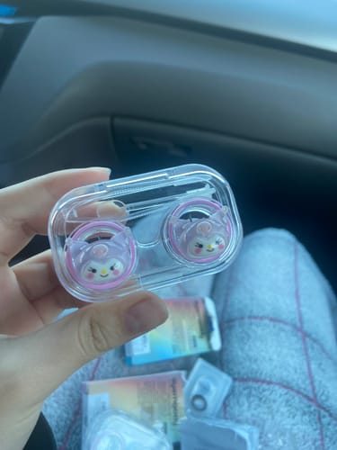 Customer photo review of Clear Cartoon Pattern Contact Lens Case