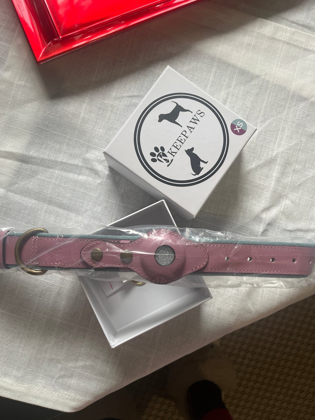 Customer photo review of Keepaws™ Leather AirTag Collar
