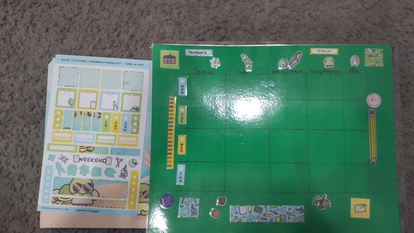 Customer photo review of Back to School Theme Hobonichi Weeks Kit