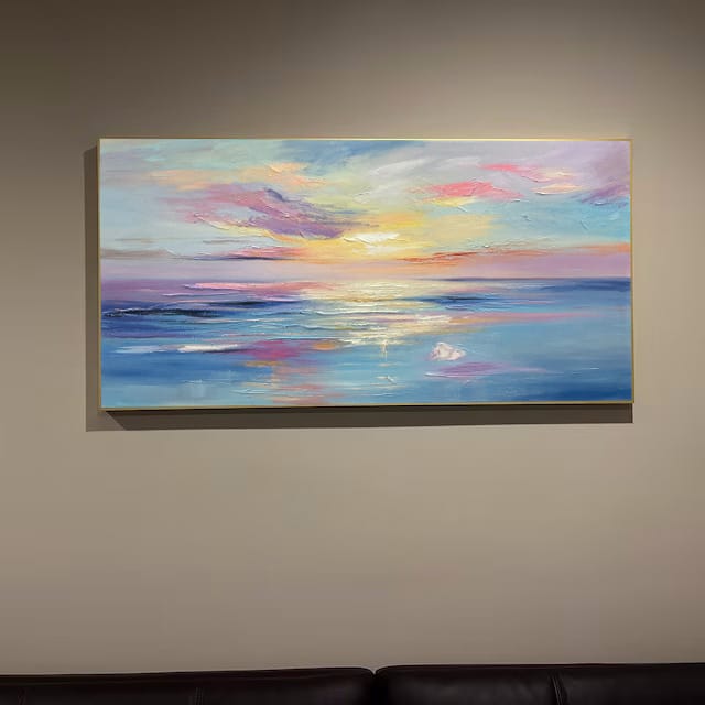 Customer photo review of Colorful Ocean And Sky Textured Painting Canvas #OS006