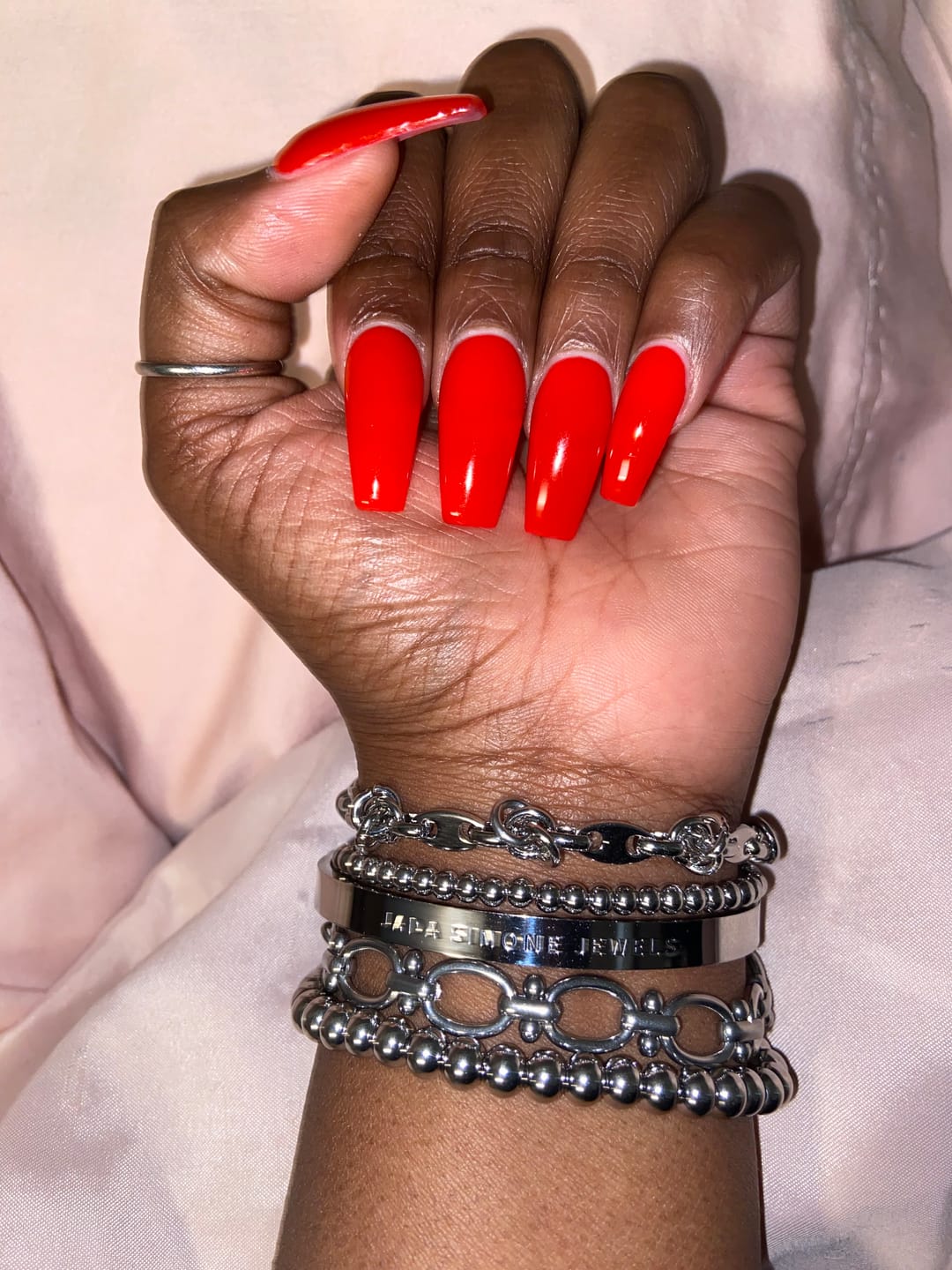 Customer photo review of Chrisette Stainless Steel Bracelet Stack