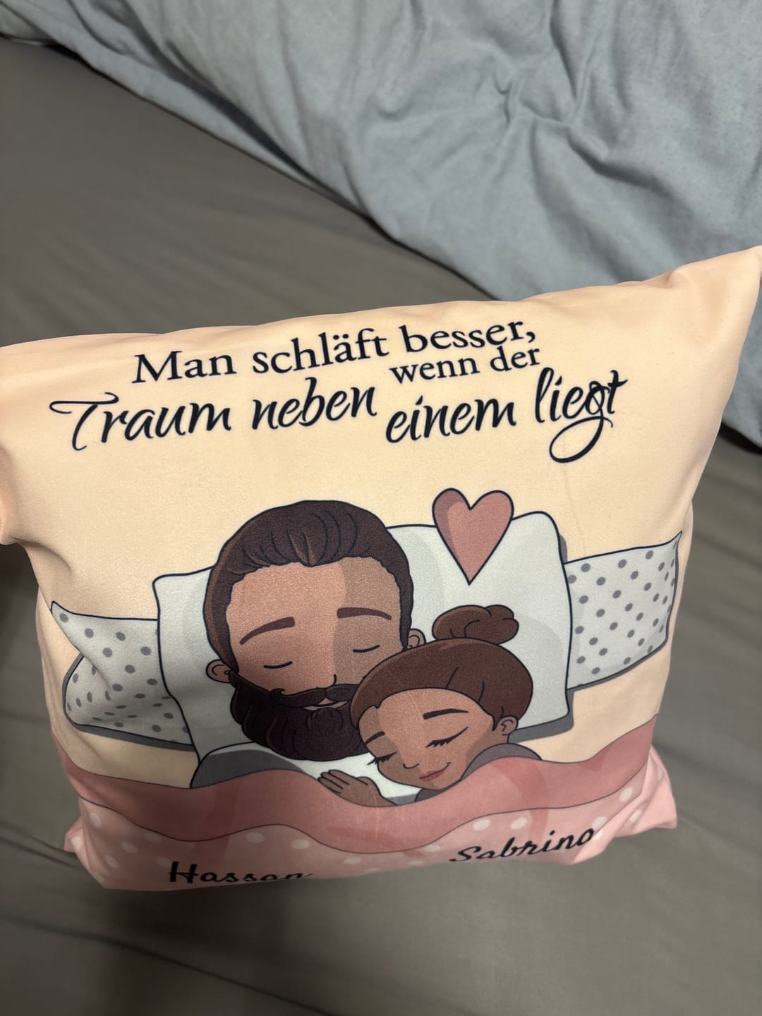 Customer photo review of Schlafmützen - Personalisiertes Kissen