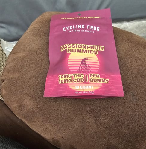 Customer photo review of Passionfruit Gummies, 10mg THC + 10mg CBD