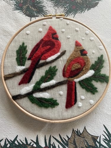 Customer photo review of Winter Cardinals Needle Felting Kit
