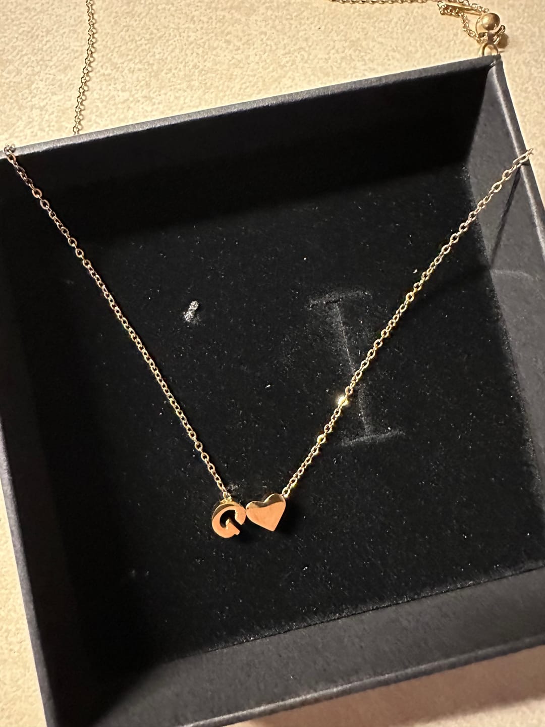 Customer photo review of Forever Love & Letter Gold Necklace