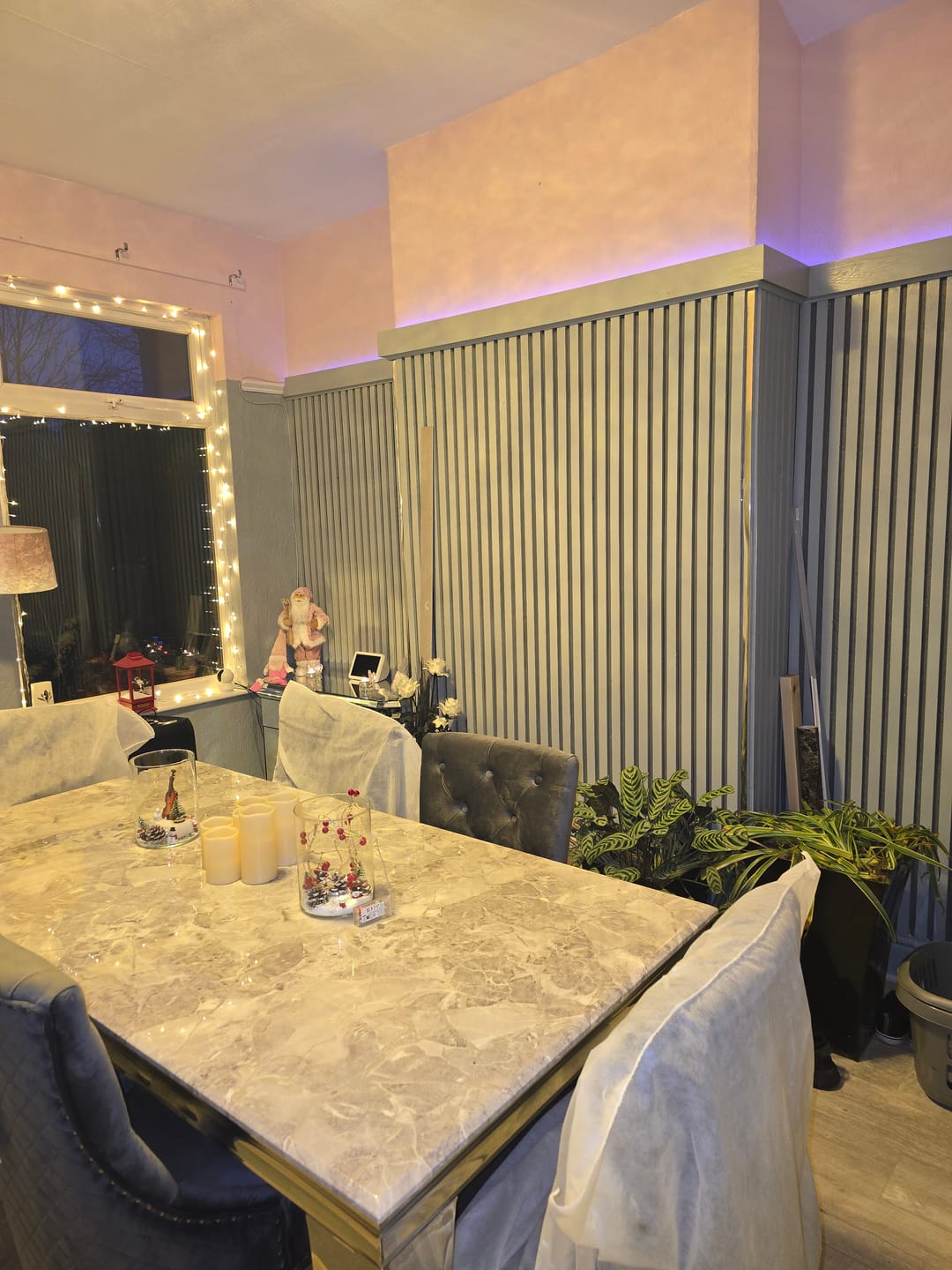 Customer photo review of Vienna Marble Dining Table With Bently Knocker Chairs lion