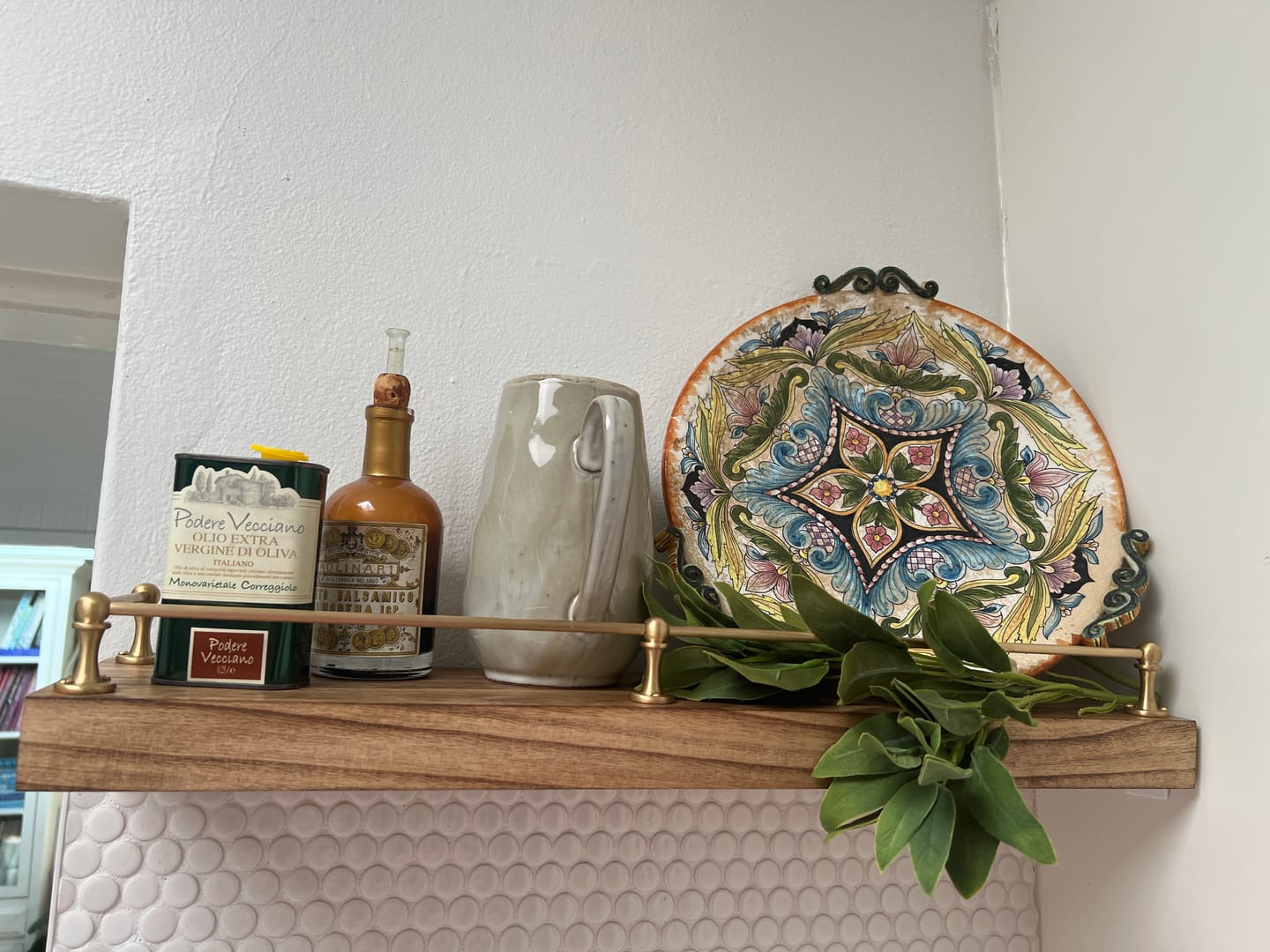 Customer photo review of Classic Brushed Satin Brass Gallery Shelf Rail