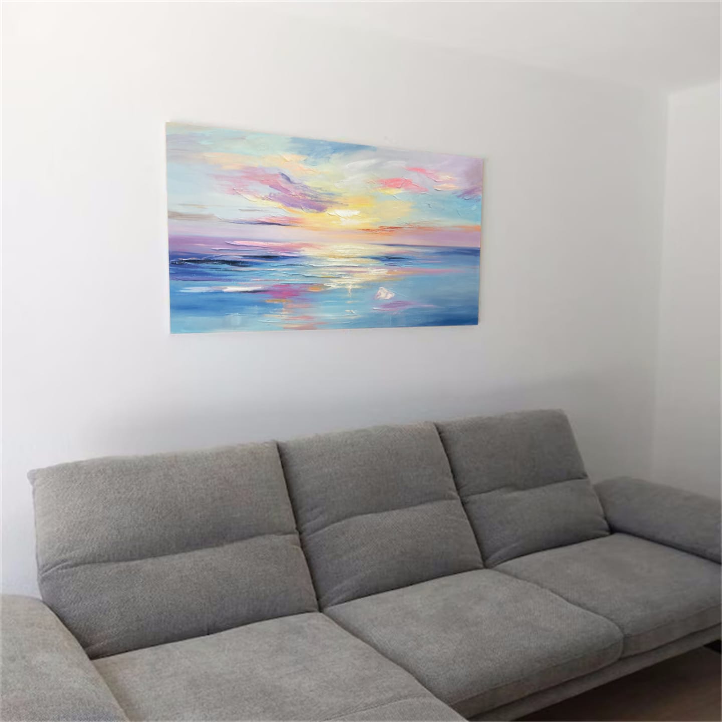 Customer photo review of Colorful Ocean And Sky Textured Painting Canvas #OS006