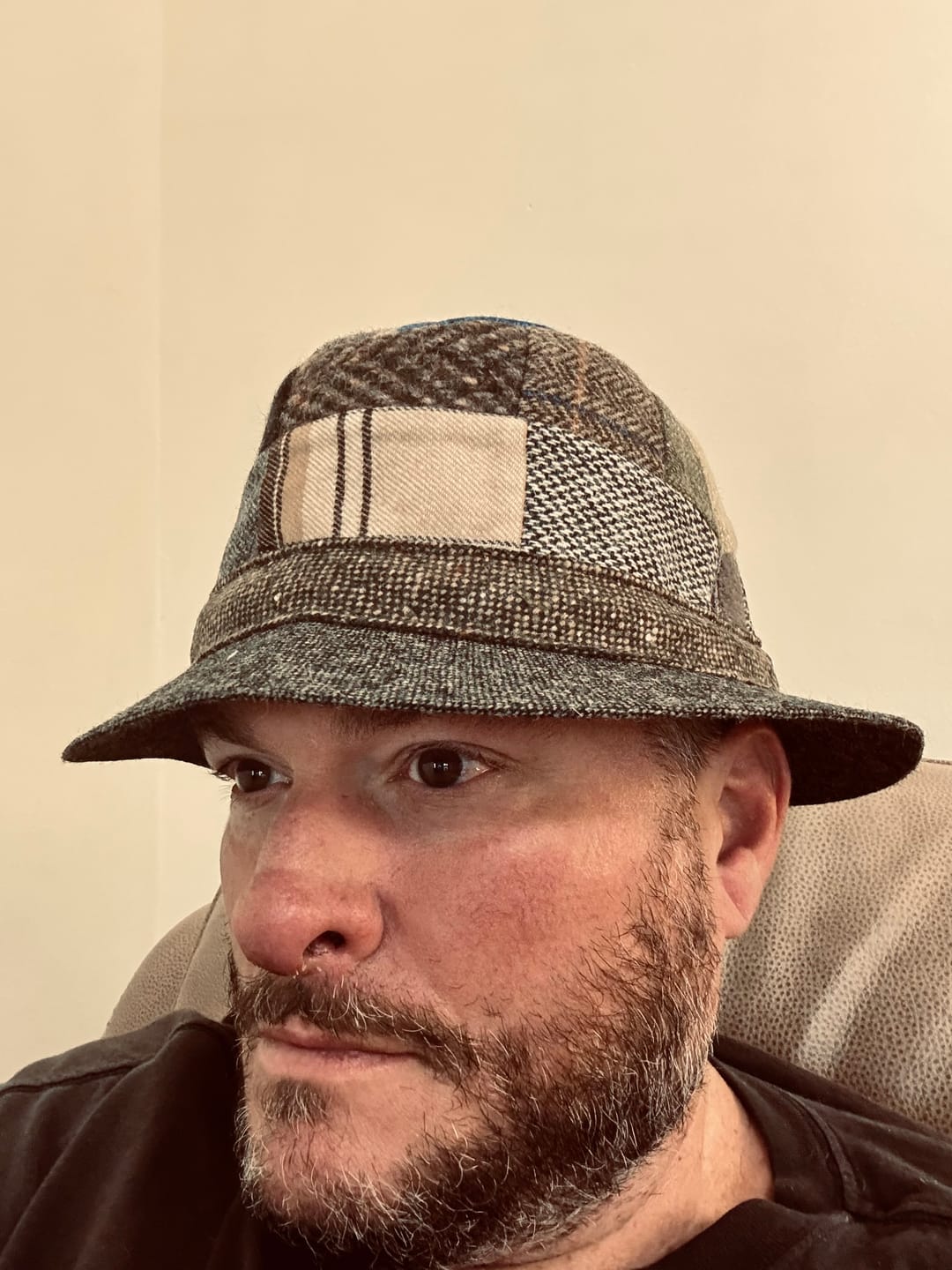 Customer photo review of Walking Hat Patchwork Tweed