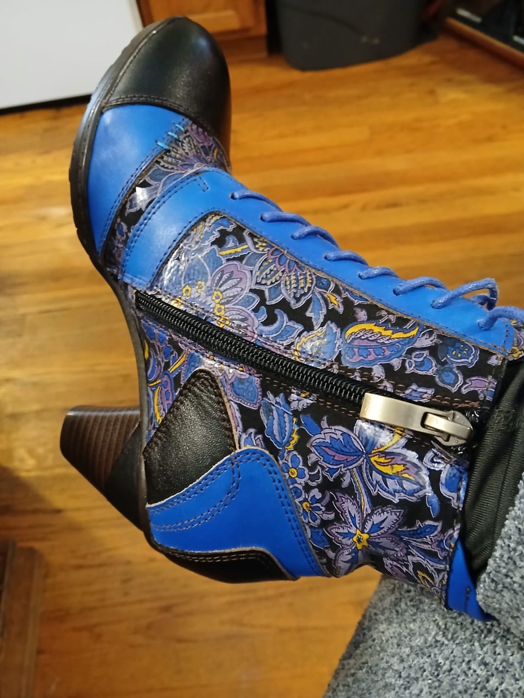 Customer photo review of Retro Handmade Leather Patchwork Ankle Boots