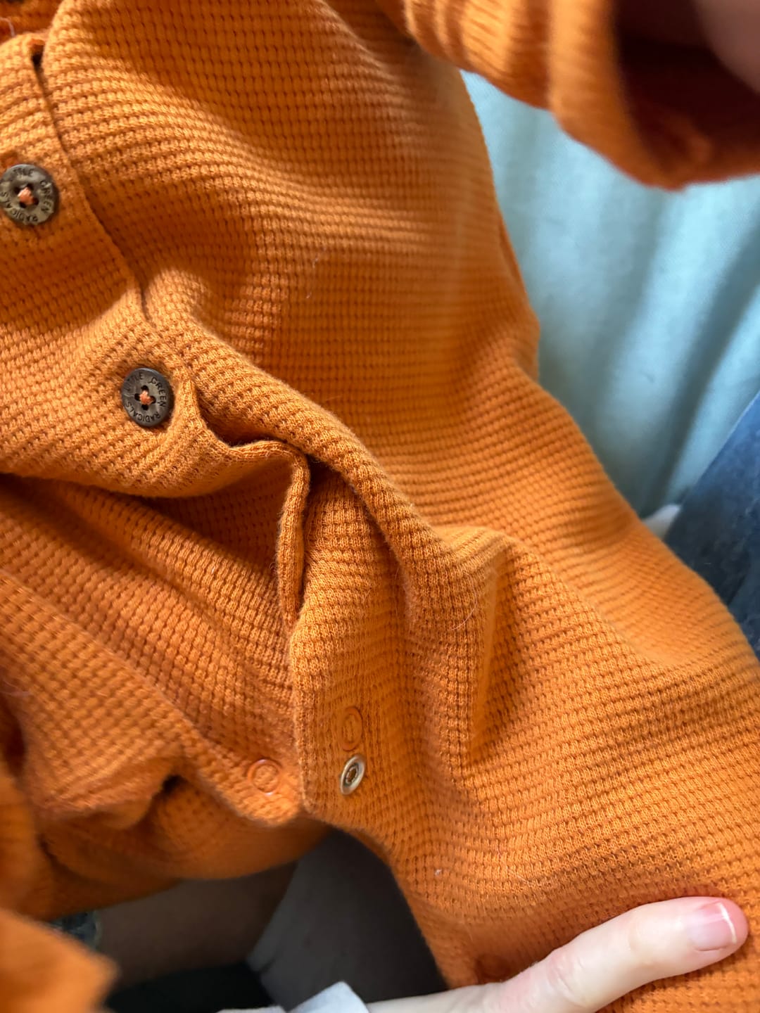 Customer photo review of Golden Ochre Organic Waffle Playsuit