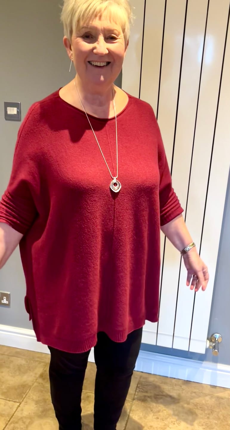 Customer photo review of Longline Slouchy Jumper - Wine