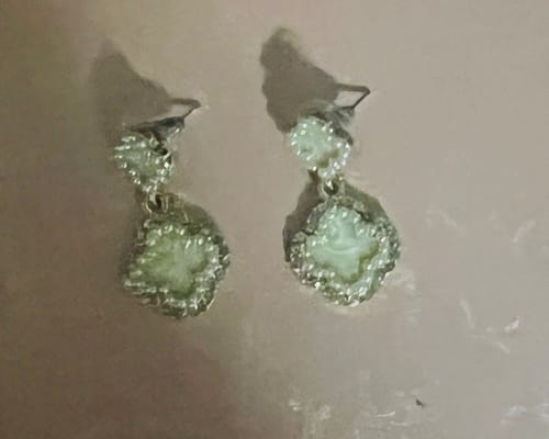 Customer photo review of Minimalist Cubic Zirconia Dangle Pearl Earrings