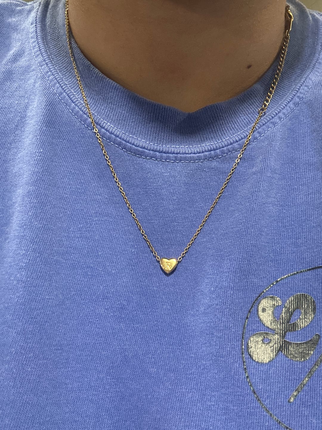 Customer photo review of Letter Heart Necklace