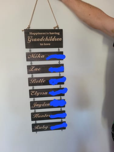Customer photo review of Personalized Grandkids Hanging Sign (Engraved) Family Keepsake