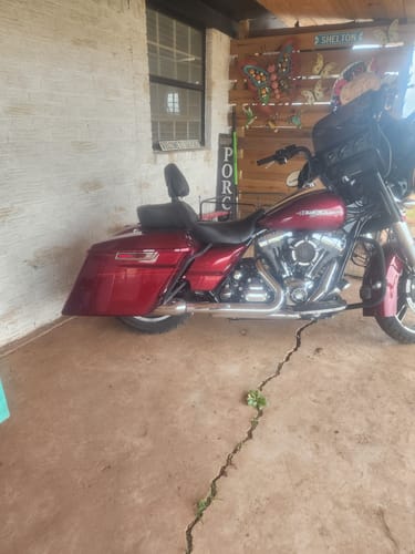 Customer photo review of HR3 Velocity Red Sunglo 2016S 5" Stretched Extended Saddlebags For Harley Touring 2014-2023