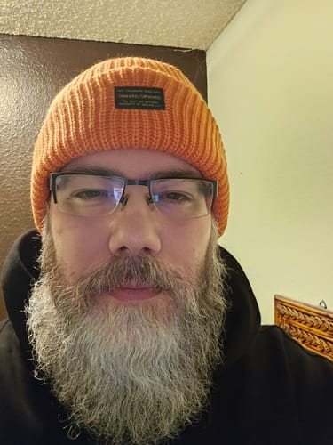 Customer photo review of Big Beefy Cable Knit Beanie