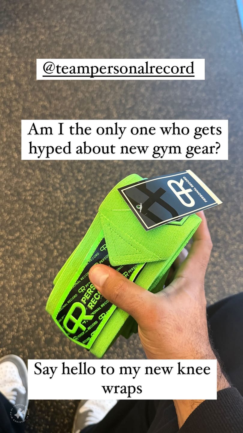 Customer photo review of Personal Record Heavy Duty Premium Knee Wraps - PR906 - Neon