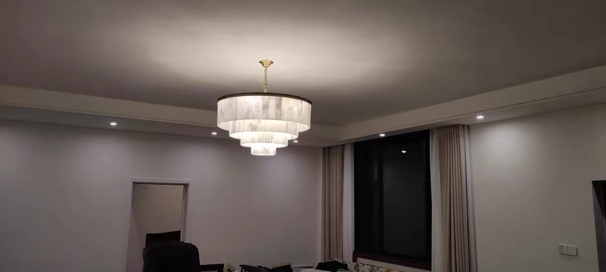 Customer photo review of WOMO Tiered Round Alabaster Chandelier-WM2853