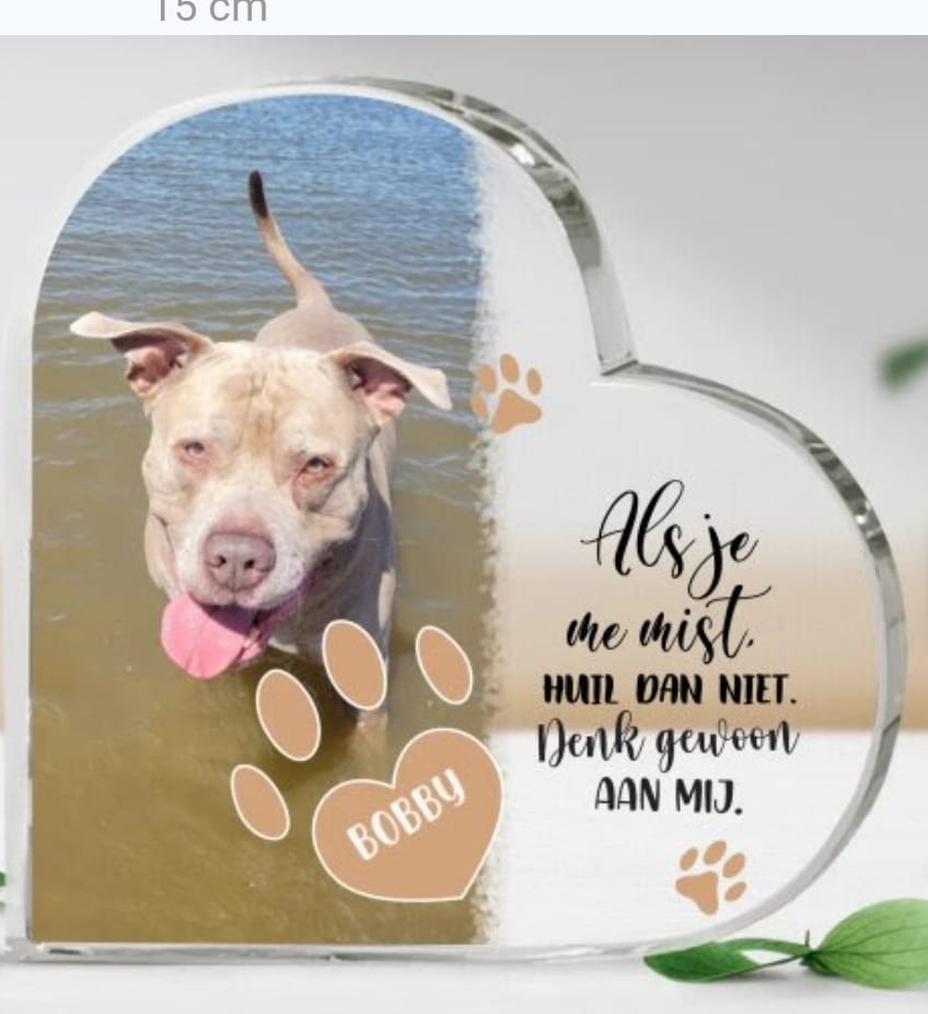 Customer photo review of Als je me mist - Gepersonaliseerd glazen hart
