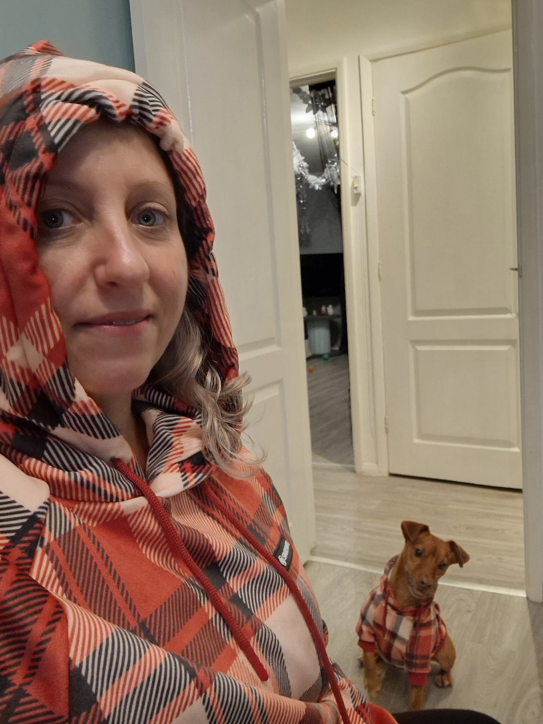 Customer photo review of Red Plaid Human Hoodie
