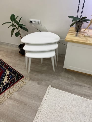 Customer photo review of Beyaz Ahşap 3'lü Zigon Sehpa Takımı