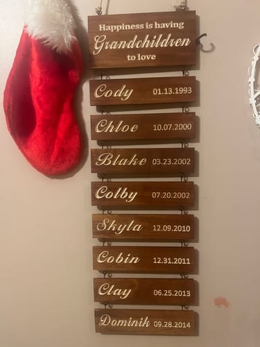 Customer photo review of Personalized Grandkids Hanging Sign (Engraved) Family Keepsake