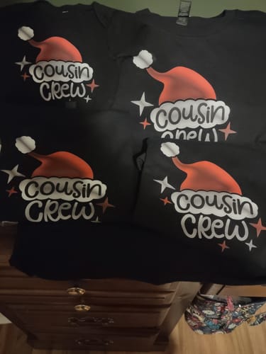 Customer photo review of Cousin Crew Christmas DTF Transfer