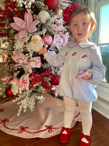 Customer photo review of Happy Santa Light Blue Stripe Riley Bubble