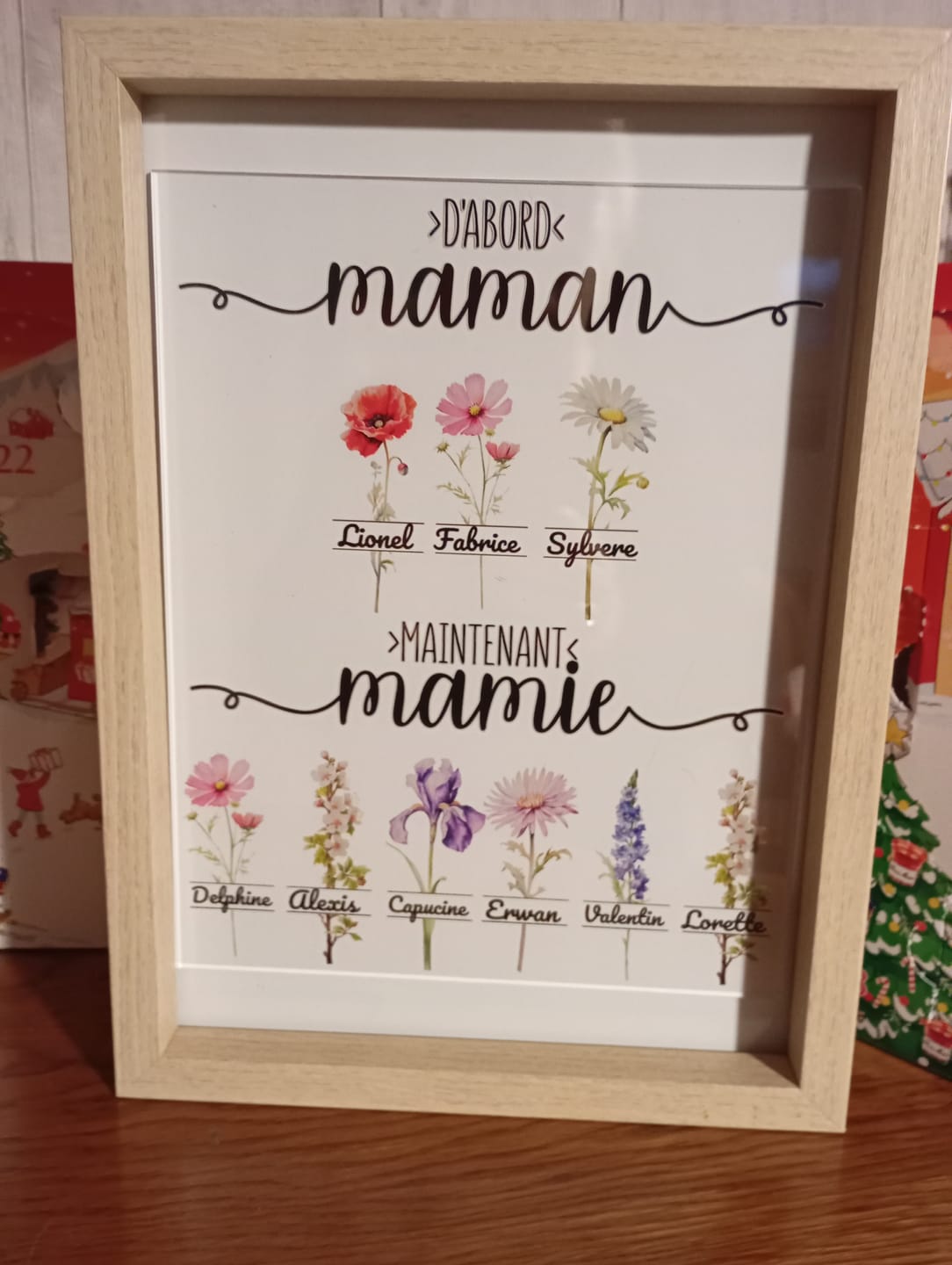 Customer photo review of >D'abord maman Maintenant mamie< Fleurs d'anniversaire jardin | Personalisiertes Acrylglas Fête des mères