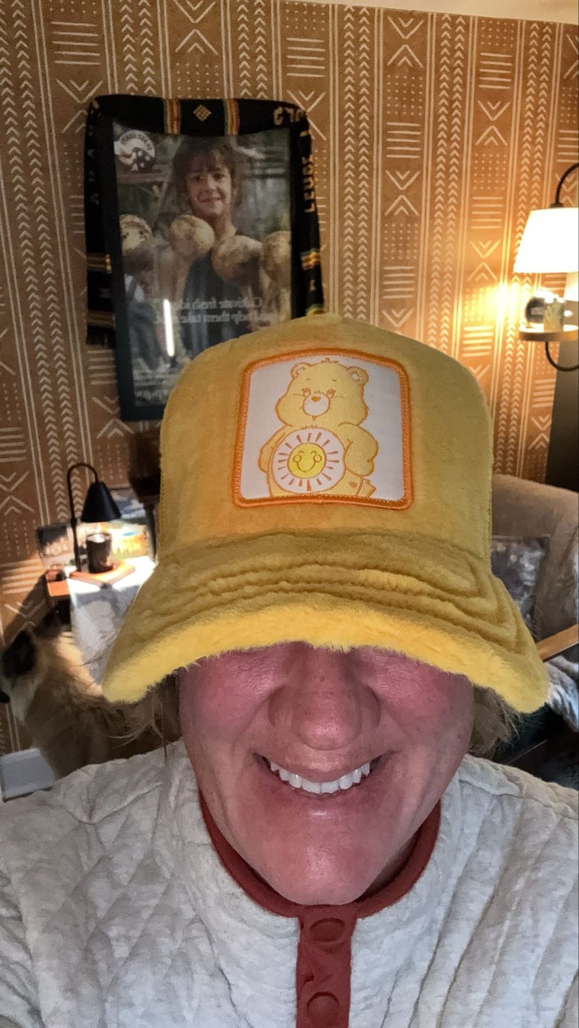 Customer photo review of OVERLORD X Care Bears:  Funshine Bear Trucker Cap