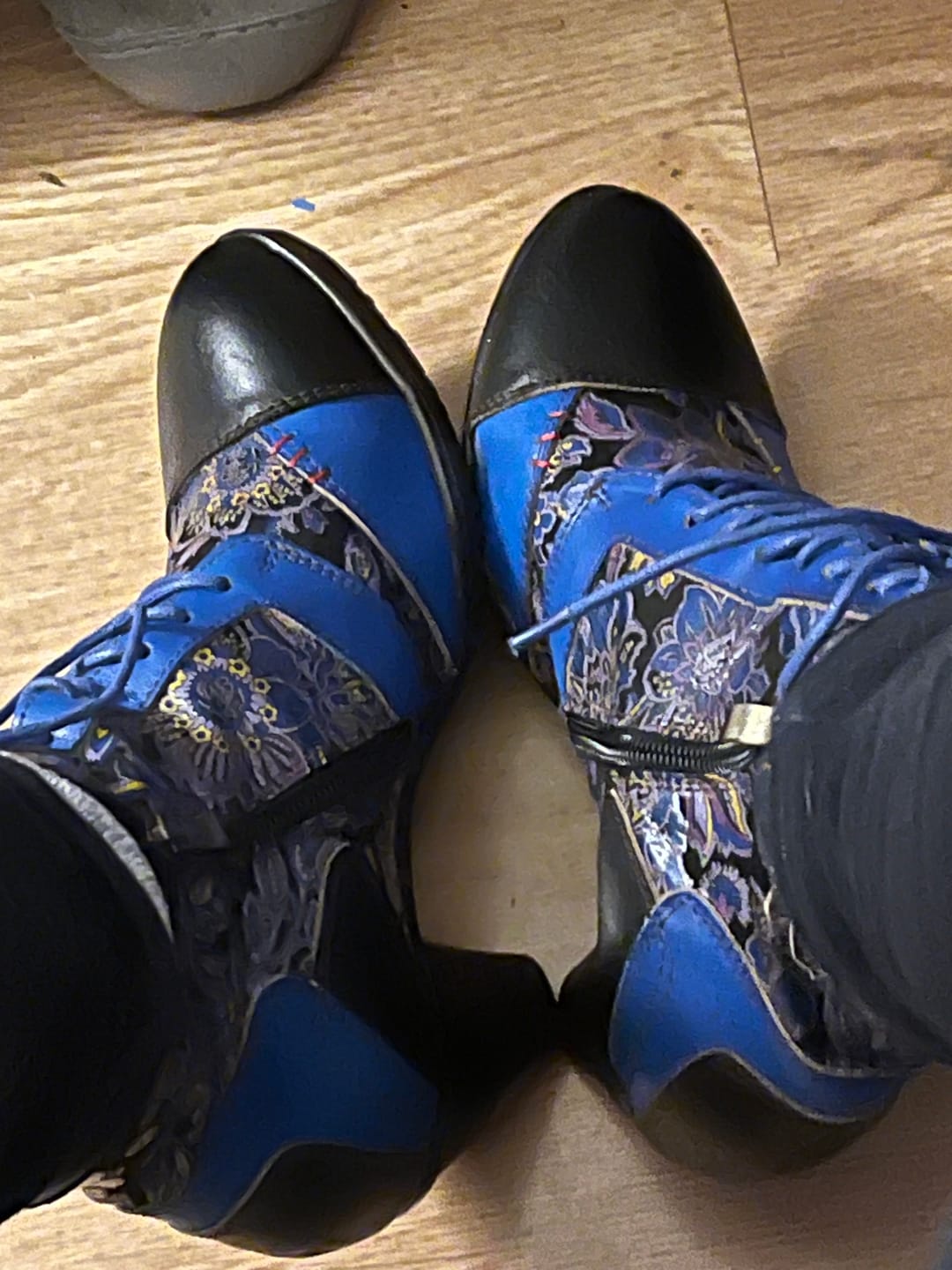 Customer photo review of Retro Handmade Leather Patchwork Ankle Boots