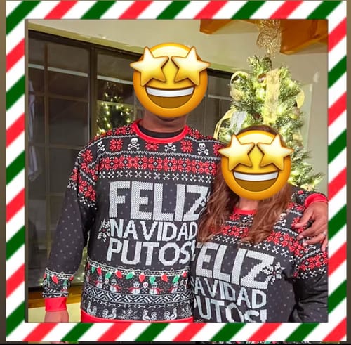 Customer photo review of Premium Fleece-lined FELIZguy NAVIDAD PUTOS Sweatshirt