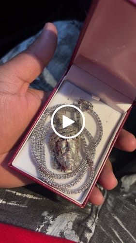 Customer video review of *NEW* 14K CZ Jesus 3D Face Pendant W/ Moon Ice Chain JTJ™
