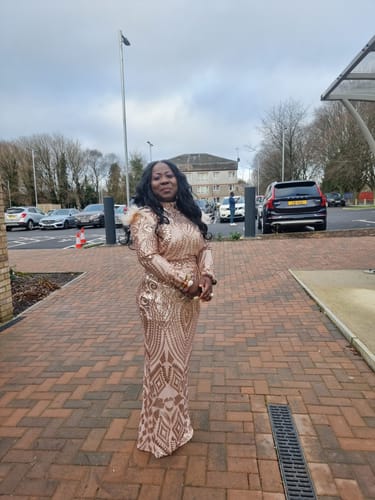 Customer photo review of Nazz Collection Rose Gold Saint Maxi Dress