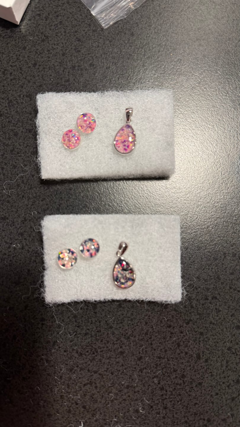 Customer photo review of Petite Pear Drop with Cremation Ashes