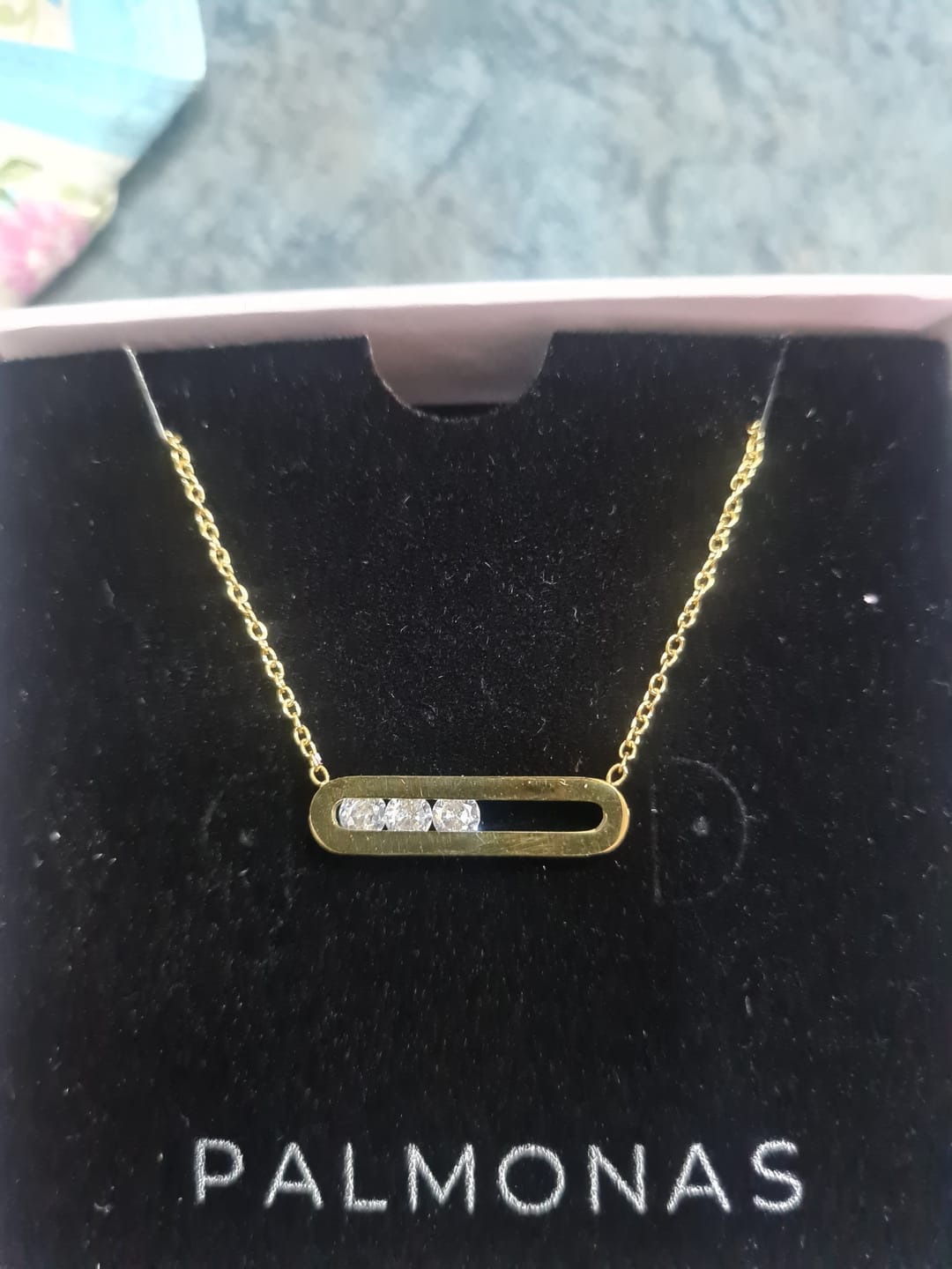 Customer photo review of Stones Bar Necklace