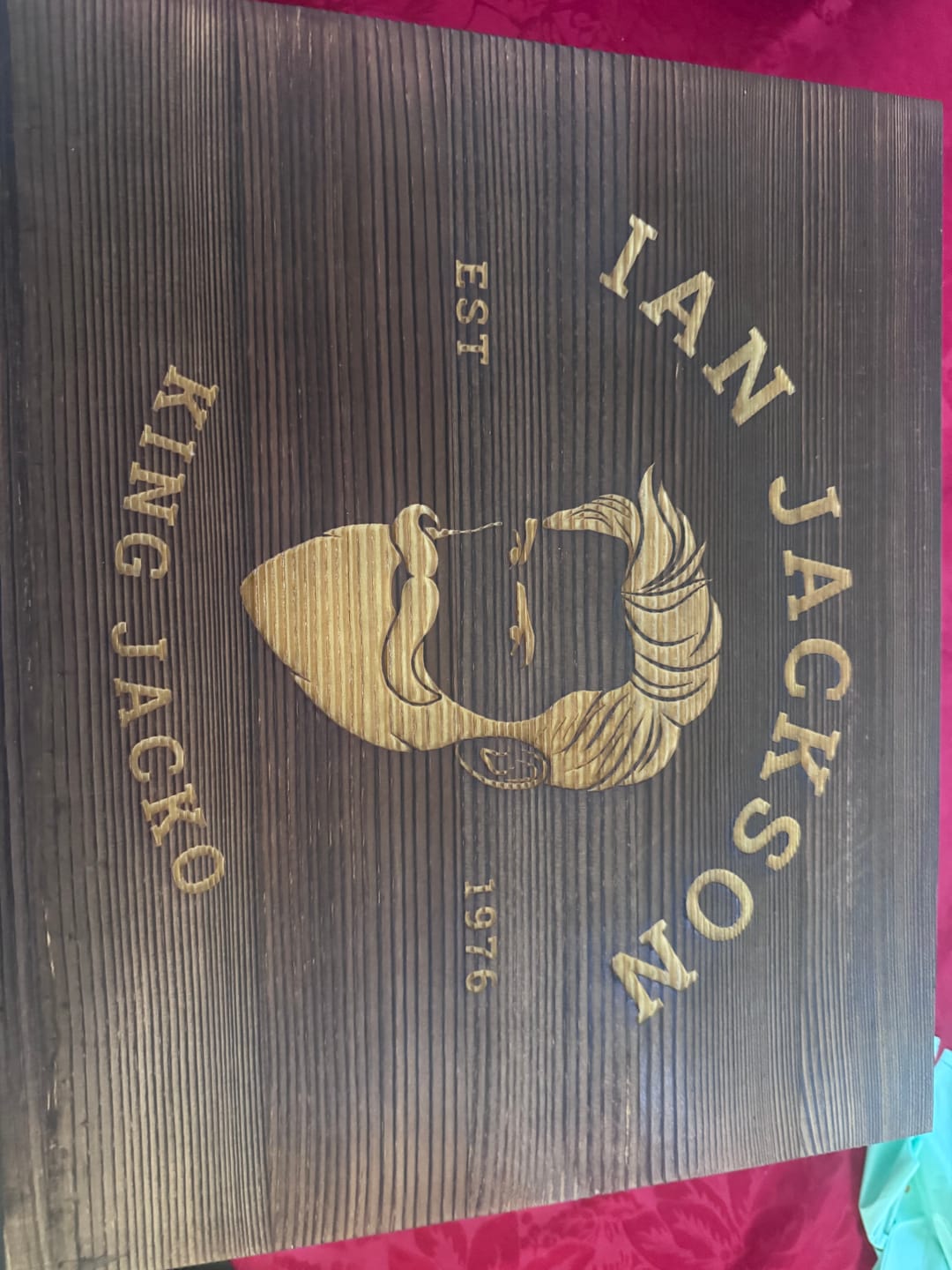 Customer photo review of Engraved Wooden Gift Boxed Whiskey Decanter & 4 Scotch Star Base Glasses Set