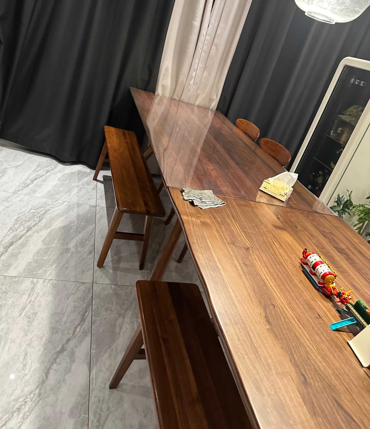 Customer photo review of Black Walnut Slab Dining Table