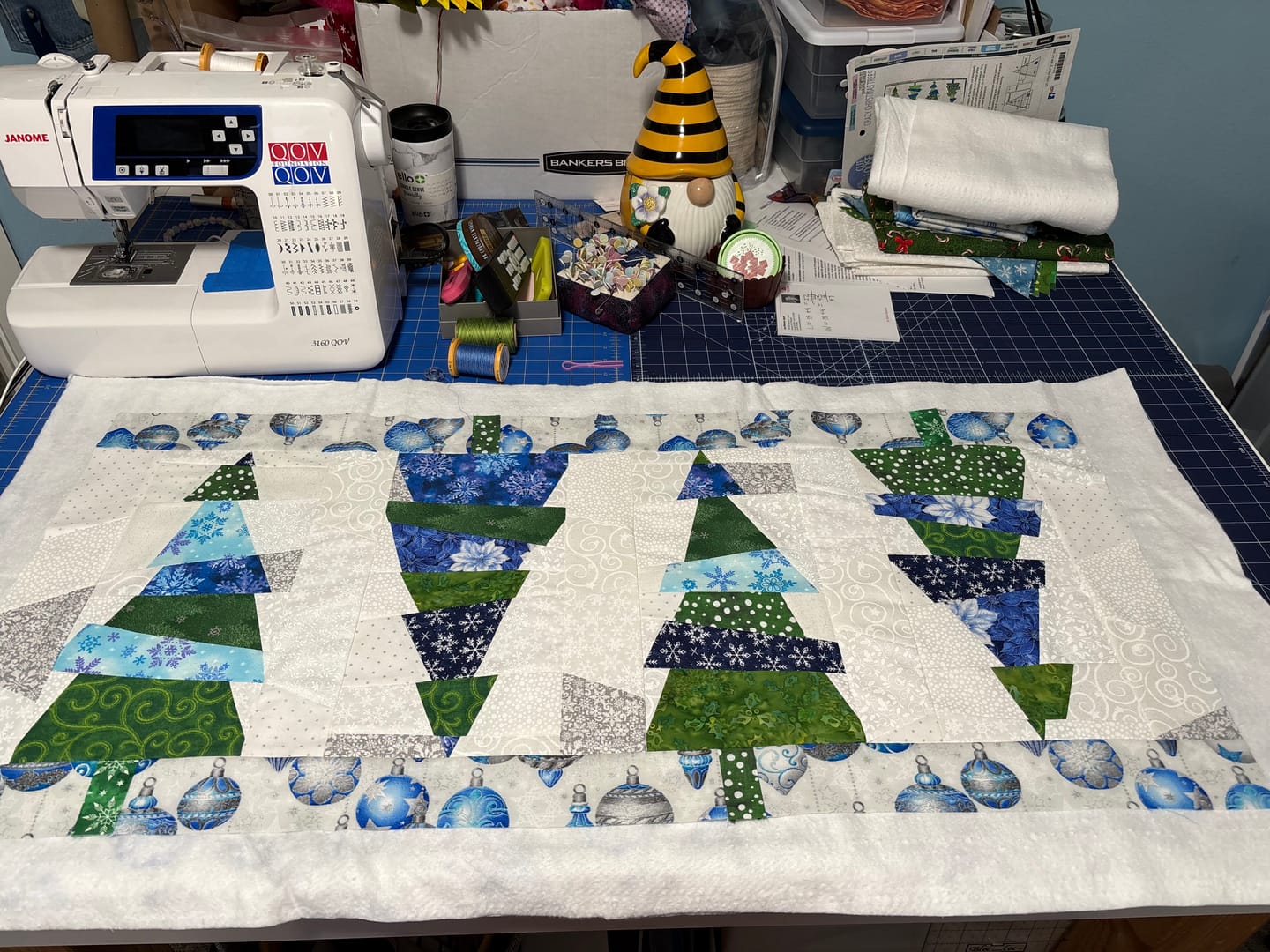 Customer photo review of Crazy Christmas Trees Table Topper Pattern